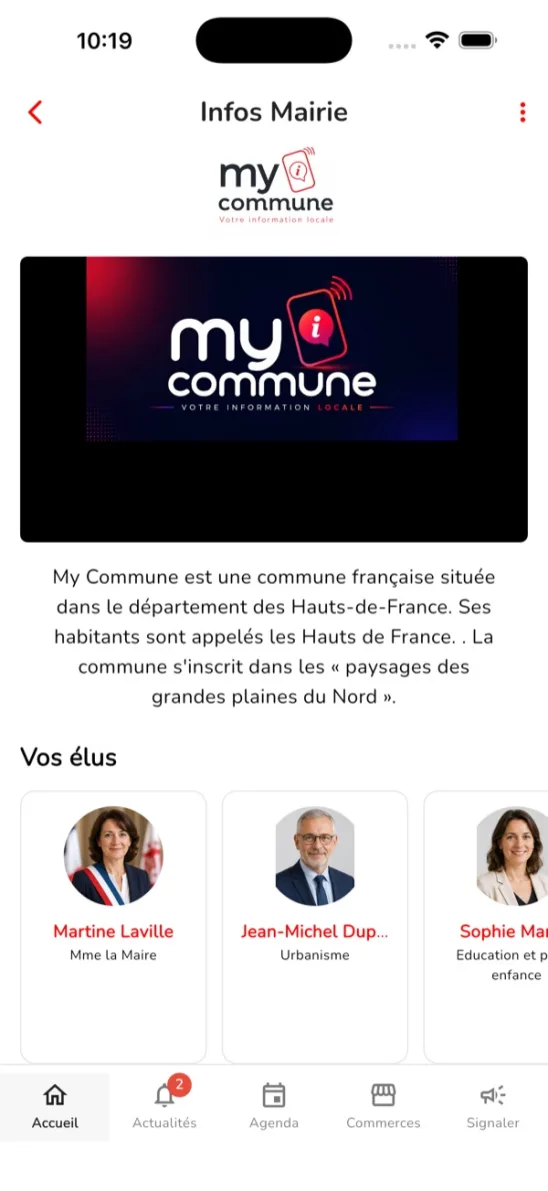 Infos mairie et élus dans MyCommune